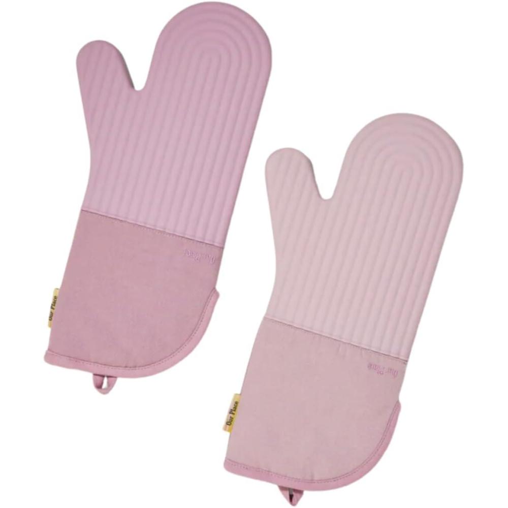 imageHot Mitts  Premium Silicone ampamp Cotton Twill Oven Mitts  Machine WashableSet of 2 with Magnet ampamp Hanging Loop  Heat Resistant Up to 550F  Blue SaltLavender