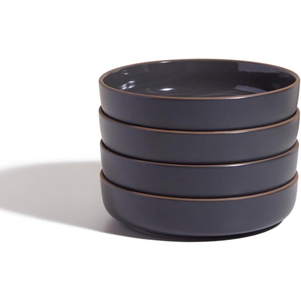 imageOur Place Dinner Bowls Set of Four 85quot Handcrafted Ceramic Pasta Bowls Deep Plate Bowl Hybrid for Salads Rice ampamp More ChipResistant RestaurantGrade Stackable Modular Design CharChar