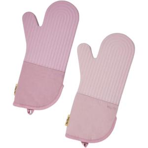 Hot Mitts – Premium Silicone & Cotton Twill Oven Mitts | Machine Washable,Set of 2 with Magnet & Hanging Loop | Heat Resistant Up to 550°F | Blue Salt(Lavender)