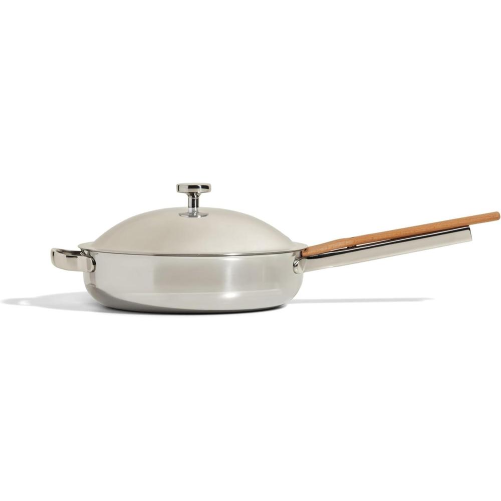 imageOur Place Titanium Always Pan Pro 106 28 Qt NoCoating Nonstick Skillet TriPly Titanium ampamp Stainless Steel Safe for Oven Induction ampamp All Cooktops up to 750F Includes Spatula GoldChrome