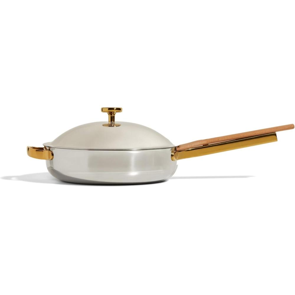 imageOur Place Titanium Always Pan Pro 106 28 Qt NoCoating Nonstick Skillet TriPly Titanium ampamp Stainless Steel Safe for Oven Induction ampamp All Cooktops up to 750F Includes Spatula GoldGold