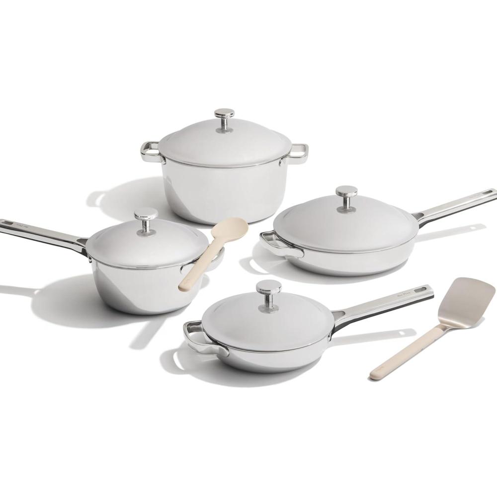 imageOur Place Titanium Pro Cookware Set 10Piece Pots and Pans Set with Always Pan Pro Perfect Pot Pro ampamp Minis NonToxic NoCoating Nonstick Induction ampamp OvenSafe up to 750F GoldChrome
