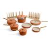 Our Place 8-Piece Essentials Complete Cookware Set – Ceramic Fry Pan Trio & Modular Rack Storage | Nontoxic Thermakind™ Nonstick, Oven Safe up to 450°F & Compatible with All Cooktops | Terracotta(Terracotta)