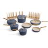 Our Place 8-Piece Essentials Complete Cookware Set – Ceramic Fry Pan Trio & Modular Rack Storage | Nontoxic Thermakind™ Nonstick, Oven Safe up to 450°F & Compatible with All Cooktops | Terracotta(Blue Salt)