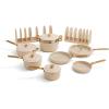 Our Place 8-Piece Essentials Complete Cookware Set – Ceramic Fry Pan Trio & Modular Rack Storage | Nontoxic Thermakind™ Nonstick, Oven Safe up to 450°F & Compatible with All Cooktops | Terracotta(Cream)
