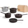 Our Place 8-Piece Essentials Complete Cookware Set – Ceramic Fry Pan Trio & Modular Rack Storage | Nontoxic Thermakind™ Nonstick, Oven Safe up to 450°F & Compatible with All Cooktops | Terracotta(Char)
