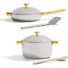 Our Place Titanium Pro Cookware Duo – Always Pan & Perfect Pot with Nonstick No-Coating Technology | Tri-Ply Titanium & Stainless Steel | Safe for Oven, Induction & All Cooktops up to 1000°F | Chrome(Gold)