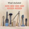 Our Place Utensil Essentials – 6-Piece Silicone Cooking Utensil Set | Ergonomic, Heat-Resistant, Dishwasher Safe | Spatula, Ladle, Whisk, Slotted Turner, Basting Brush, Tongs | BPA-Free | Blue
