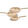 Our Place 8-Piece Essentials Complete Cookware Set – Ceramic Fry Pan Trio & Modular Rack Storage | Nontoxic Thermakind™ Nonstick, Oven Safe up to 450°F & Compatible with All Cooktops | Terracotta(Cream)