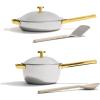 Our Place Titanium Pro Cookware Duo – Always Pan & Perfect Pot with Nonstick No-Coating Technology | Tri-Ply Titanium & Stainless Steel | Safe for Oven, Induction & All Cooktops up to 1000°F | Chrome(Gold)