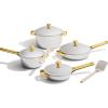 Our Place Titanium Pro Cookware Set | 10-Piece Pots and Pans Set with Always Pan Pro, Perfect Pot Pro & Minis | Non-Toxic No-Coating Nonstick | Induction & Oven-Safe up to 750°F | Gold(Gold)