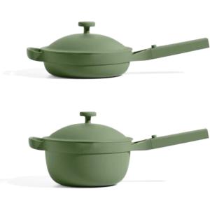 Our Place Mini Cookware Duo | 6-Piece Ceramic Cookware Set with Mini Always Pan & Mini Perfect Pot | Induction & Oven Safe up to 450°F | Nonstick, PFAS-Free Non-Toxic Cookware | Steam(Sage)