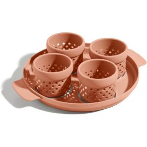 Our Place Silicone Egg Poacher Add-On – Easy-Use Poaching Set | Fail-Proof Water Bath Design | Includes Sturdy Nylon Platter & Perforated Cups | BPA-Free, Dishwasher Safe | Spice(Spice)