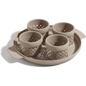 Our Place Silicone Egg Poacher Add-On – Easy-Use Poaching Set | Fail-Proof Water Bath Design | Includes Sturdy Nylon Platter & Perforated Cups | BPA-Free, Dishwasher Safe | Blue Salt(Steam)