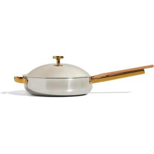 Our Place Titanium Always Pan Pro – 10.6” (2.8 Qt) No-Coating Nonstick Skillet | Tri-Ply Titanium & Stainless Steel | Safe for Oven, Induction & All Cooktops up to 750°F | Includes Spatula | Gold(Gold)