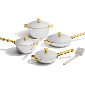 Our Place Titanium Pro Cookware Set | 10-Piece Pots and Pans Set with Always Pan Pro, Perfect Pot Pro & Minis | Non-Toxic No-Coating Nonstick | Induction & Oven-Safe up to 750°F | Gold(Gold)