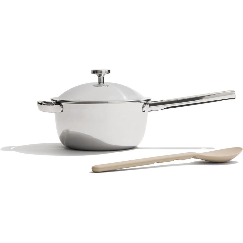 imageOur Place Titanium Perfect Pot Pro 675 Qt Stock Pot with Lid ampamp Silicone Spoon PFASFree Nonstick FullyClad TriPly Stainless Steel ampamp Aluminum Induction ampamp OvenSafe up to 750F GoldChrome