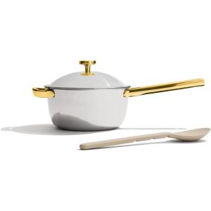 Our Place Titanium Perfect Pot Pro | 6.75 Qt Stock Pot with Lid & Silicone Spoon | PFAS-Free Nonstick, Fully-Clad Tri-Ply Stainless Steel & Aluminum | Induction & Oven-Safe up to 750°F | Gold(Gold)