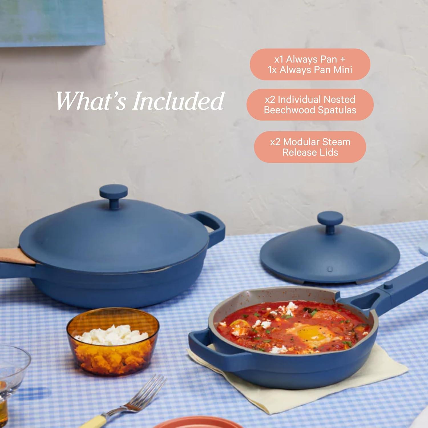 imageOur Place Always Pan Duo Standard ampamp Mini Always Pan 20 Bundle MultiFunctional Cookware Set Replaces 20 Pieces Blue Salt
