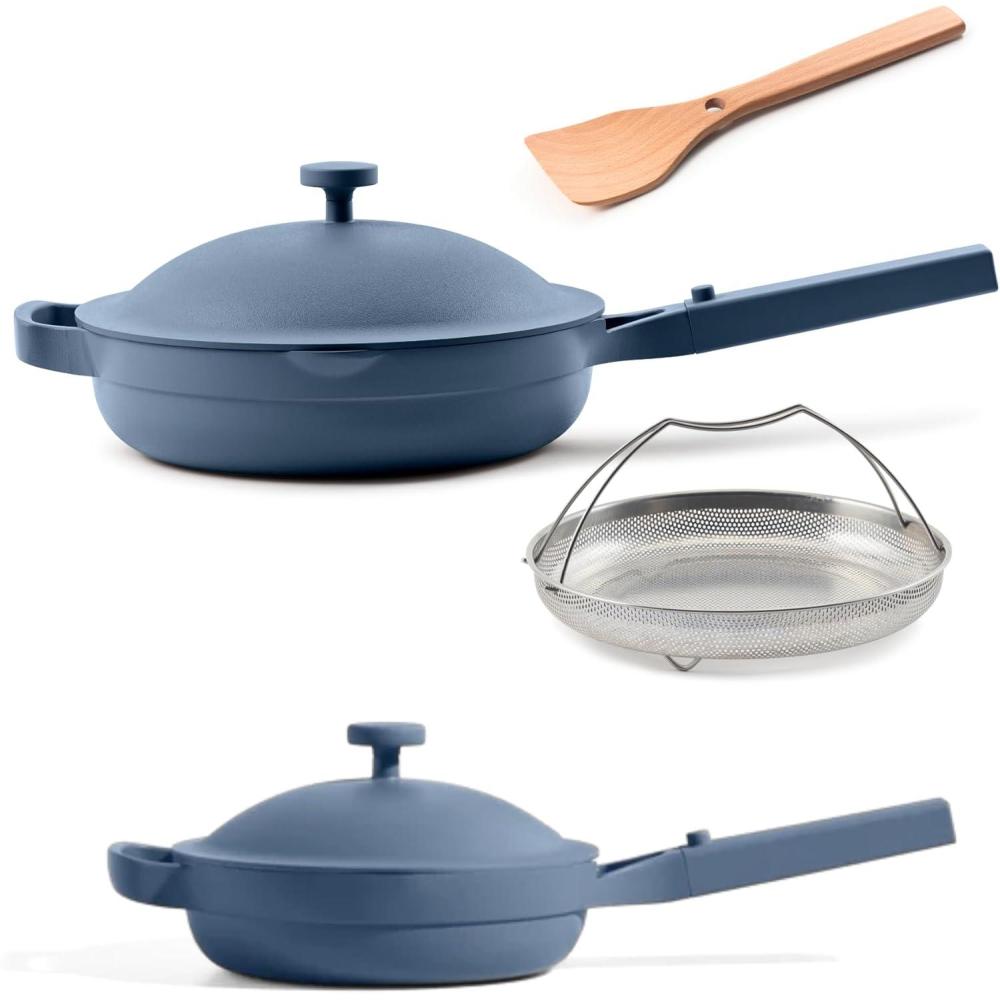 imageOur Place Always Pan Duo Standard ampamp Mini Always Pan 20 Bundle MultiFunctional Cookware Set Replaces 20 Pieces Blue Salt
