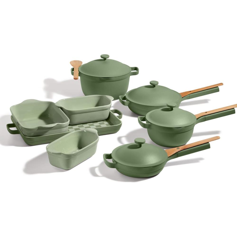 imageOur Place Ultimate Cookware Set Complete 18Piece Set Including the Always Pan Perfect Pot and Bakeware Set Multifunctional ToxinFree Nonstick Replaces 44 Pieces Sage