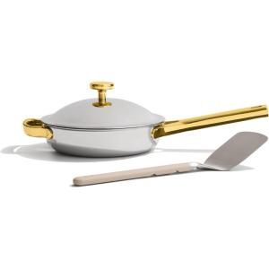 Our Place Mini Titanium Always Pan Pro | 8.5″ PFAS-Free Nonstick Frying Pan with Spatula | Chef-Grade Tri-Ply Stainless Steel & Aluminum Build | Induction & Oven-Safe up to 1000°F | Chrome(Gold)