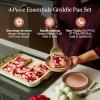 Our Place Essentials 4-Piece Griddle Pan Set | Nonstick Griddle Standard & Mini with Reusable Silicone Oven Mats | Thermakind™ PFAS-Free Nonstick, Oven Safe, Stovetop to Oven Versatility | Terracotta