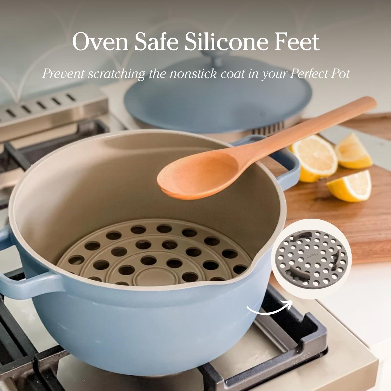 image:imageOur Place Perfect Pot Roasting Rack 2in1 CustomFit Rack and Steamer ToxinFree Ceramic Coating With OvenSafe Silicone Feet CharChar