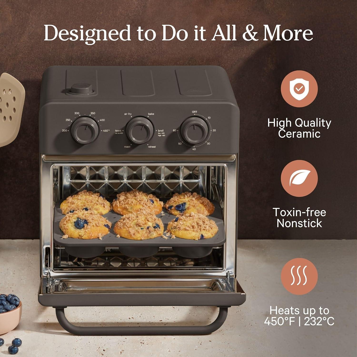 image:imageOur Place Wonder Oven Bakers Kit 6in1 Air Fryer amp Toaster Oven with Steam Infusion 3Piece Nonstick Ceramic Bakeware Set Round Square amp Muffin Pan NonToxic PFASFree Baking Spice