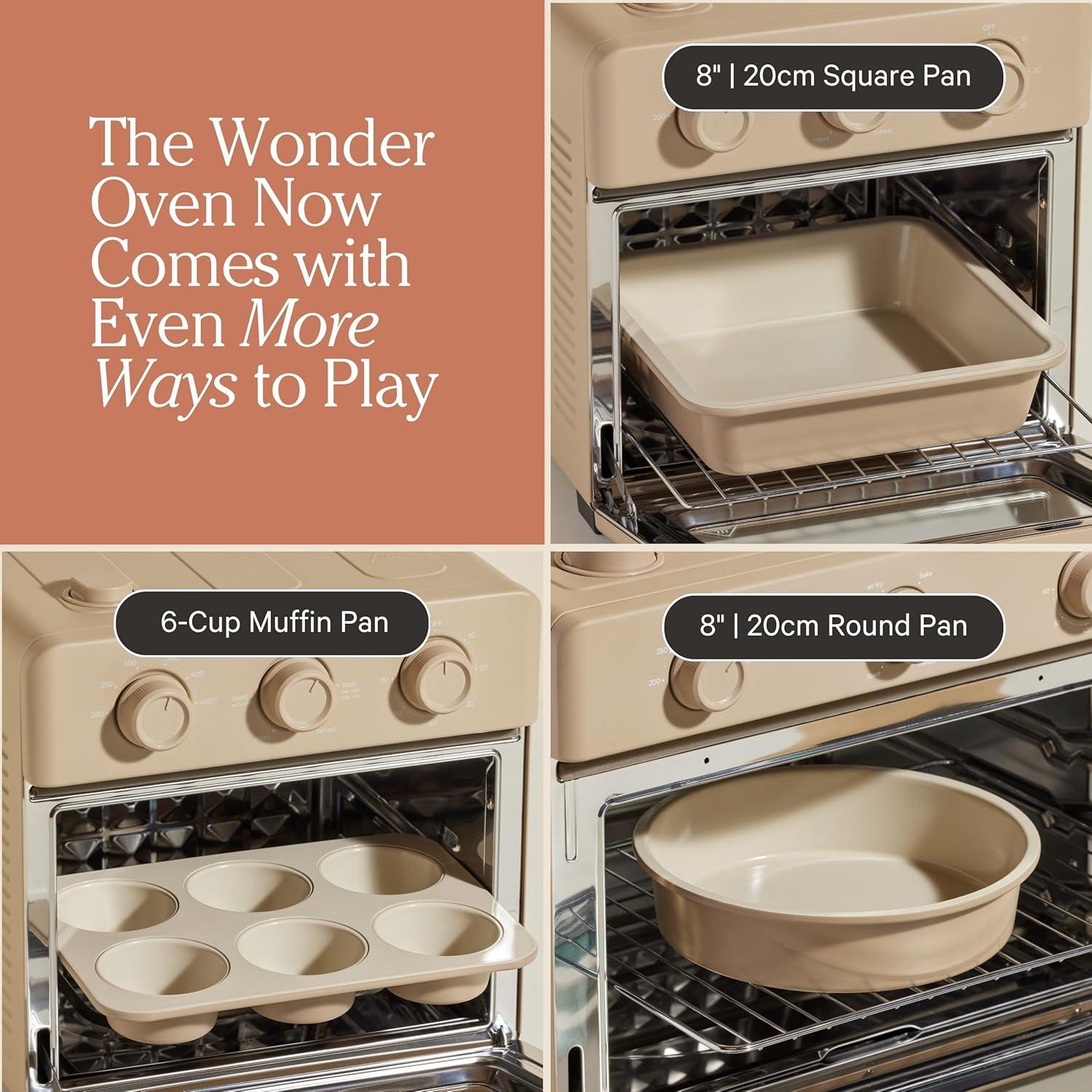 image:imageOur Place Wonder Oven Bakers Kit 6in1 Air Fryer amp Toaster Oven with Steam Infusion 3Piece Nonstick Ceramic Bakeware Set Round Square amp Muffin Pan NonToxic PFASFree Baking Steam