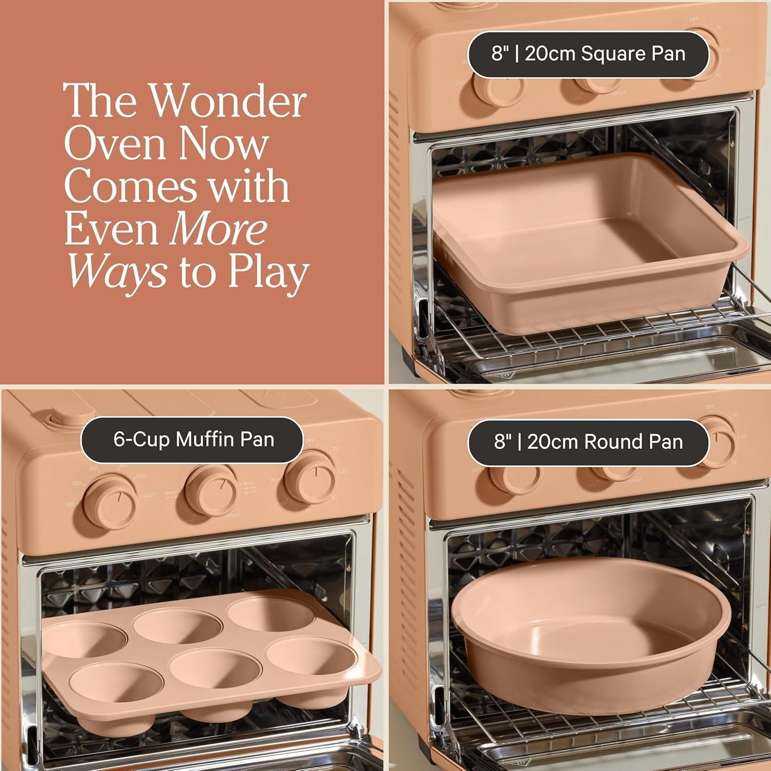 image:imageOur Place Wonder Oven Bakers Kit 6in1 Air Fryer amp Toaster Oven with Steam Infusion 3Piece Nonstick Ceramic Bakeware Set Round Square amp Muffin Pan NonToxic PFASFree Baking Spice