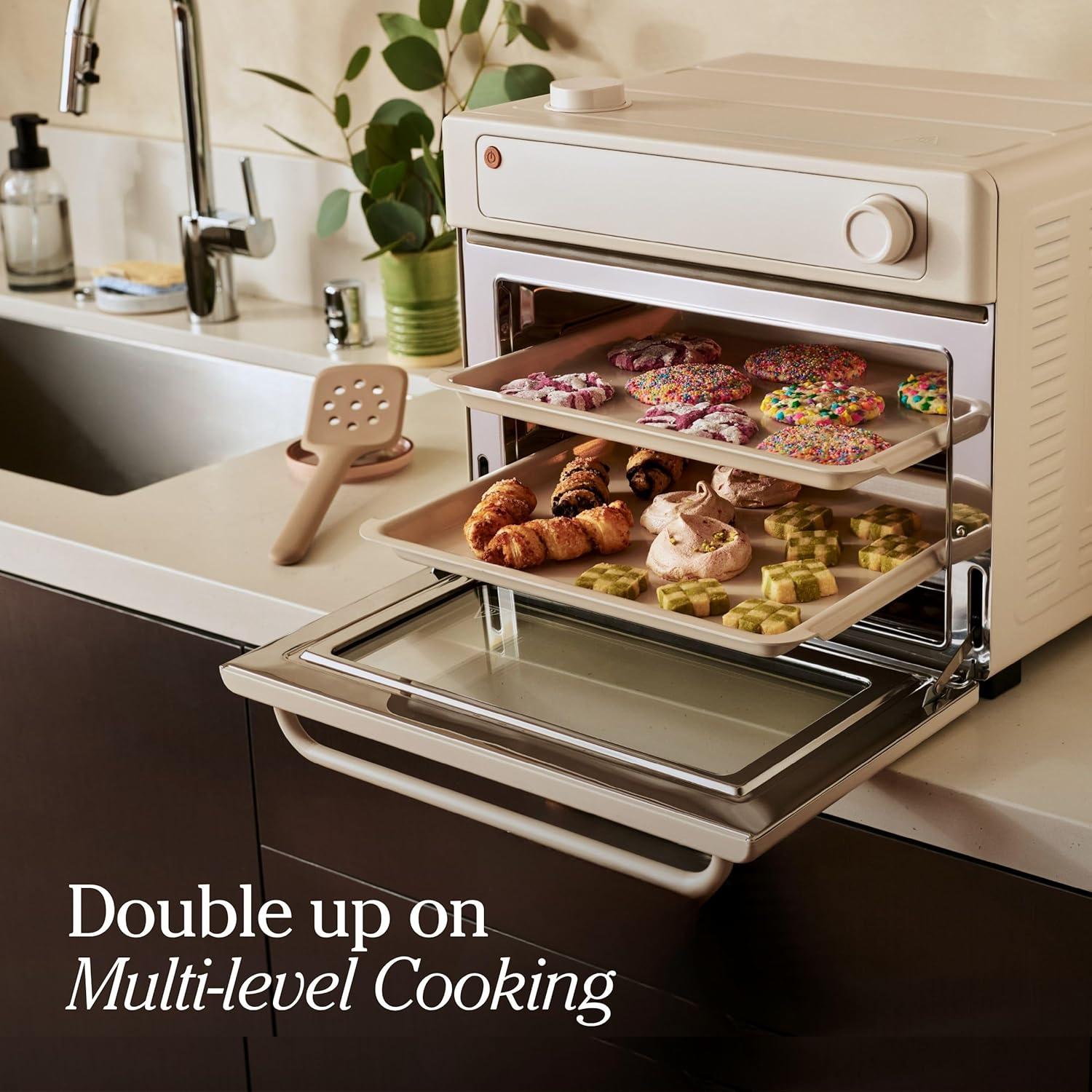 image:imageOur Place Wonder Oven Bakers Kit 6in1 Air Fryer amp Toaster Oven with Steam Infusion 3Piece Nonstick Ceramic Bakeware Set Round Square amp Muffin Pan NonToxic PFASFree Baking Steam