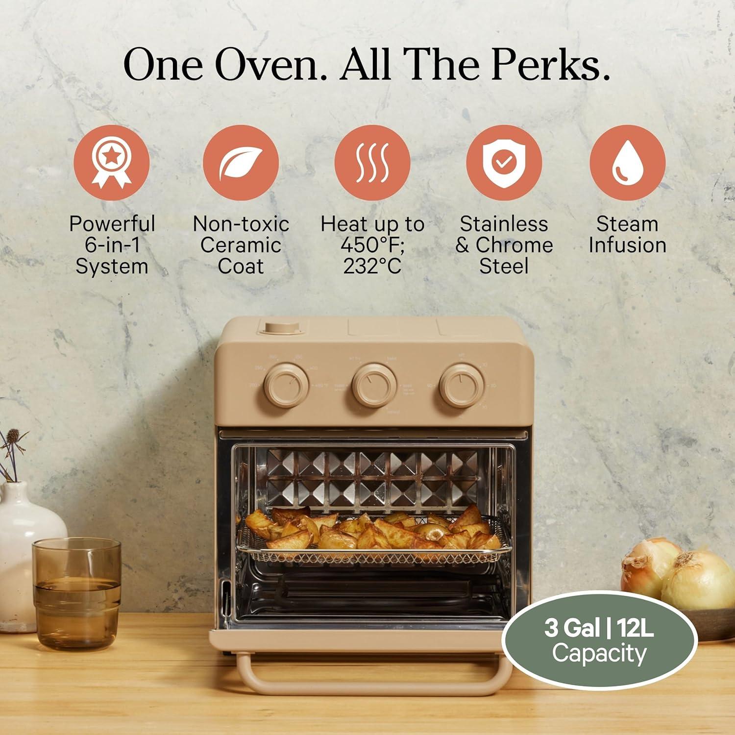 image:imageOur Place Wonder Oven Bakers Kit 6in1 Air Fryer amp Toaster Oven with Steam Infusion 3Piece Nonstick Ceramic Bakeware Set Round Square amp Muffin Pan NonToxic PFASFree Baking Steam