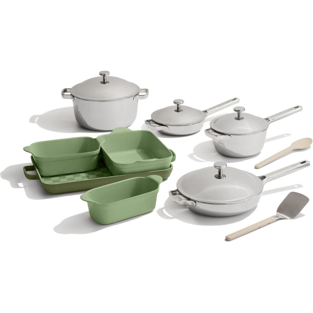image:imageOur Place 15Piece Titanium Pro Cookware amp Bakeware Set TriPly Titanium amp Stainless Steel Nonstick Fry Pans amp Pots Ceramic Nonstick Bakers amp Griddle Pan Nontoxic PFASFree Sage