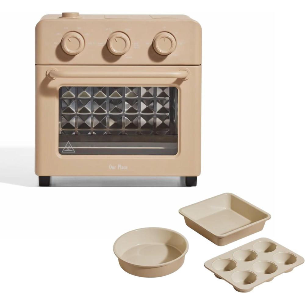 image:imageOur Place Wonder Oven  Bakers Kit  6in1 Air Fryer amp Toaster Oven with Steam Infusion  3Piece Nonstick Ceramic Bakeware Set Round Square amp Muffin Pan  NonToxic PFASFree Baking  Steam