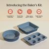 Our Place Wonder Oven Baker’s Kit – 3-Piece Toxin-Free Ceramic Nonstick Bakeware Set (8” Round, 8” Square, 6-Cup Muffin Pan) – Oven-Safe up to 450°F – Spice(Blue Salt)