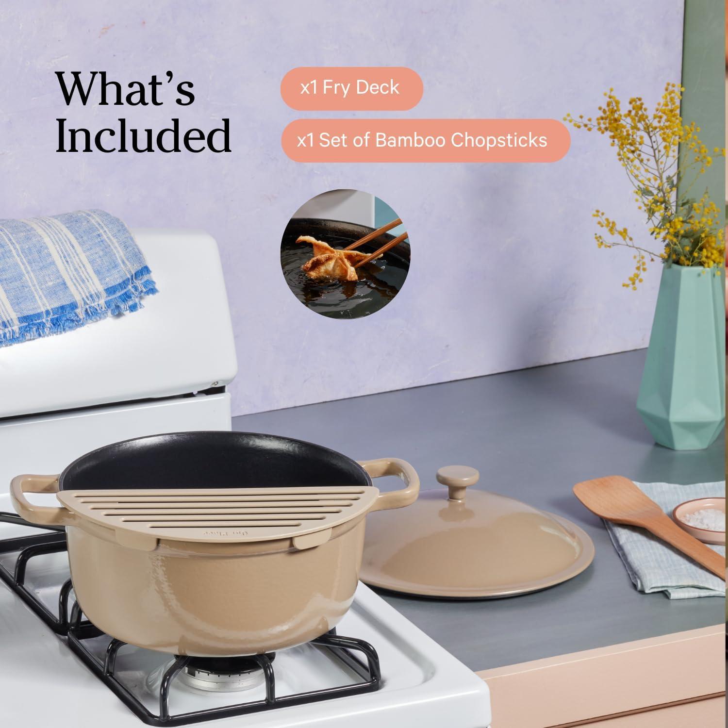 image:imageOur Place Fry Deck Nonstick Ceramic Coated Frying Accessory for Always Pan amp Perfect Pot Lightweight HeatResistant Includes Cooking Chopsticks Enhances Frying Experience SteamSteam